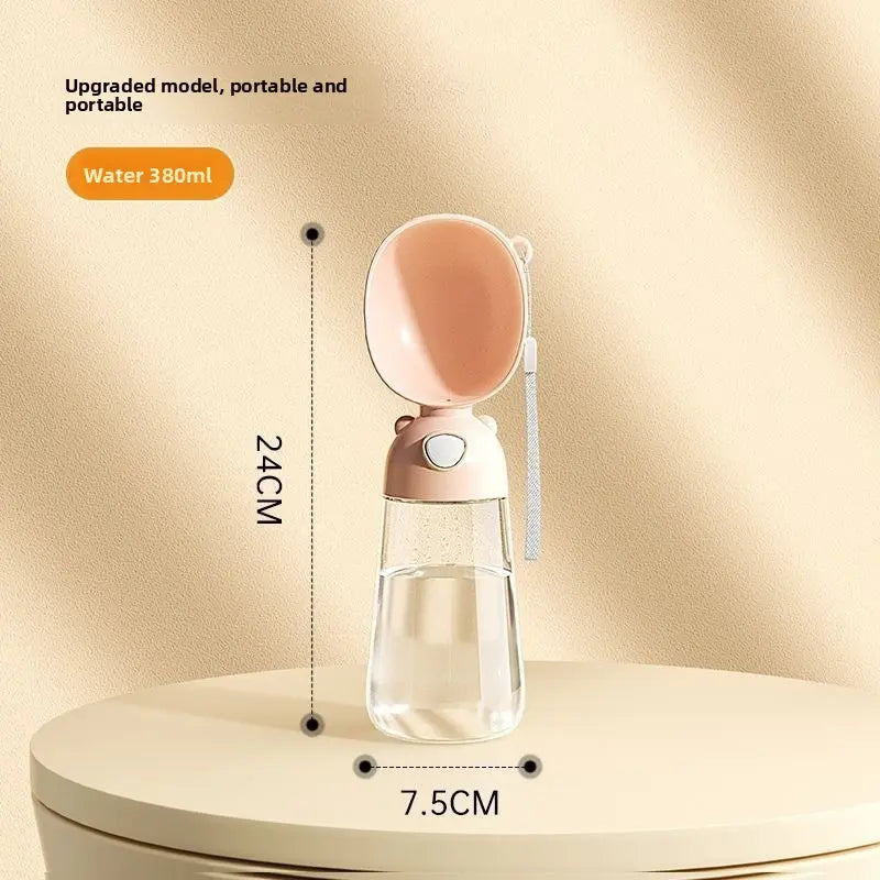 Portable water bottle with measurements on a beige background