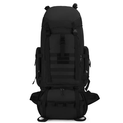 Black backpack on a white background